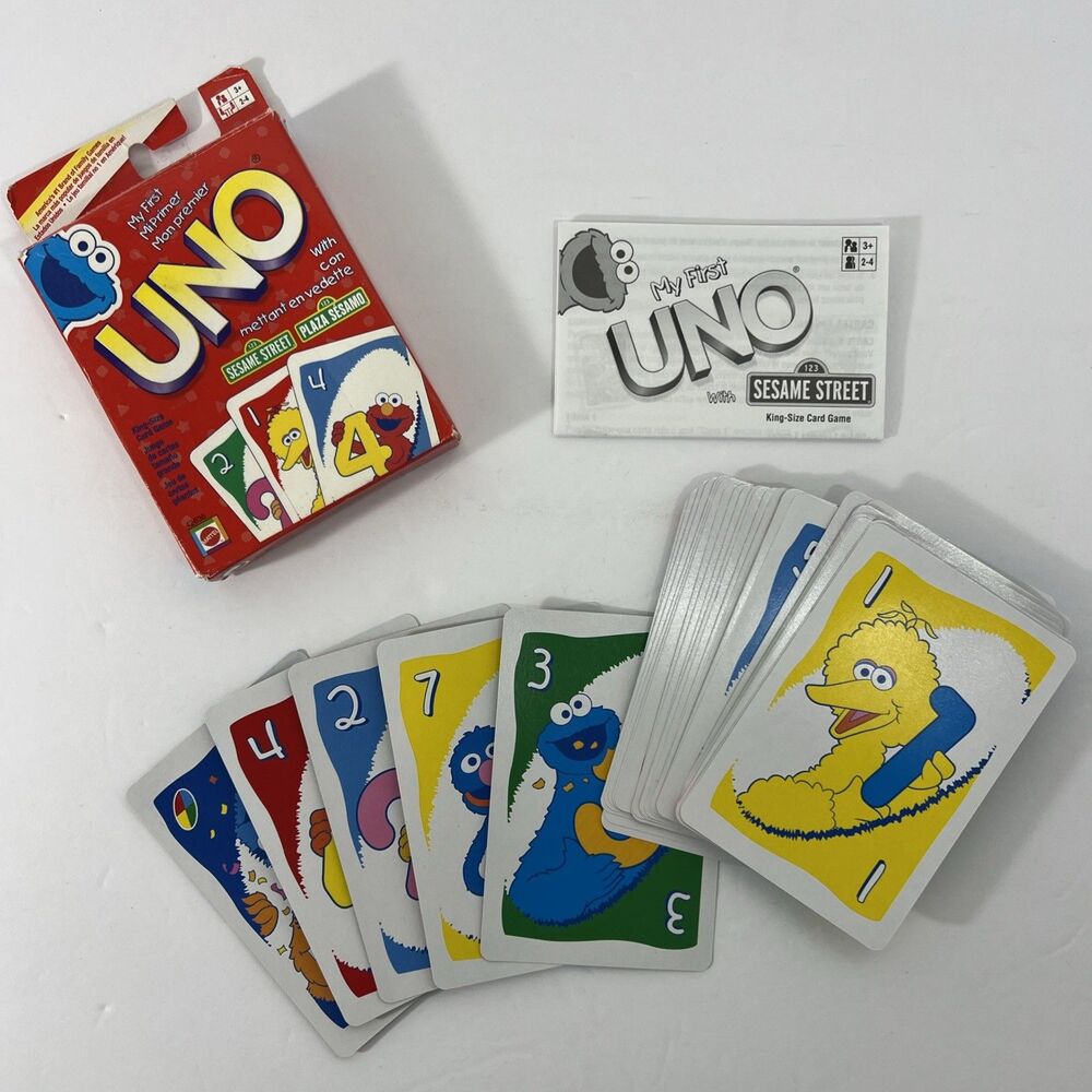 Sesame Street - Uno Card Game - 2002 - Mattel - Vintage - Complete